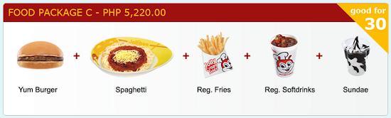 Jollibee Party price 2015 for Food Package C