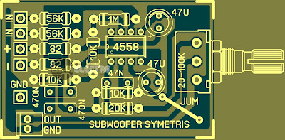 PCB Layout rangkaian subwoofer 4558 symetris