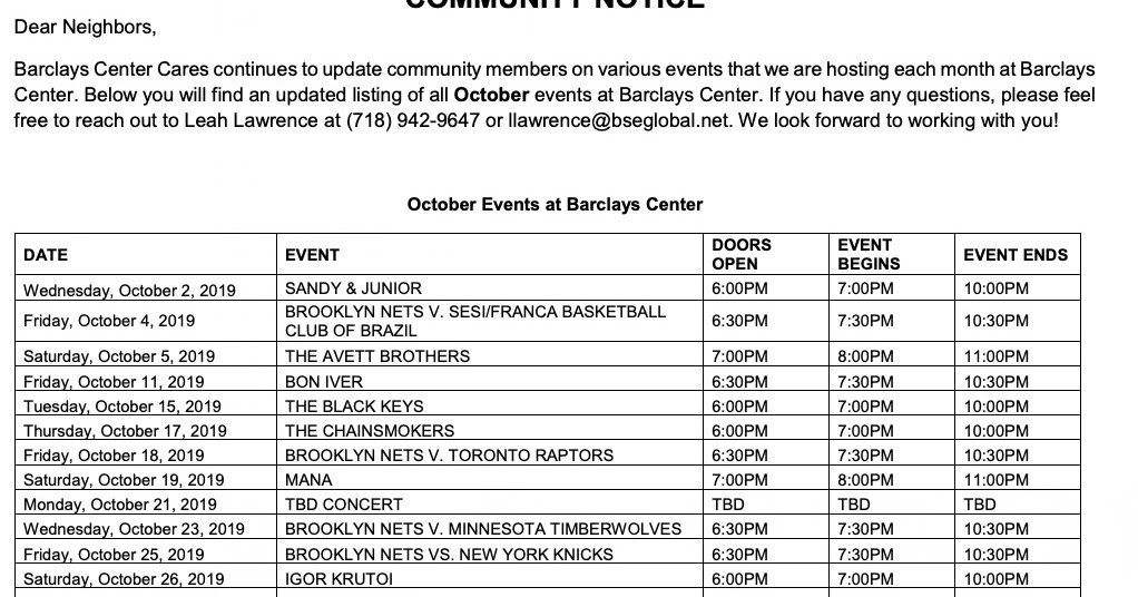 Barclays Center releases October 2019 calendar 13 ticketed events