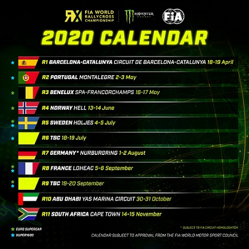Nurburgring add, 11 rounds of World RX 2020 calendar revealed Nurburgring add, 11 rounds of World RX 2020 calendar revealed