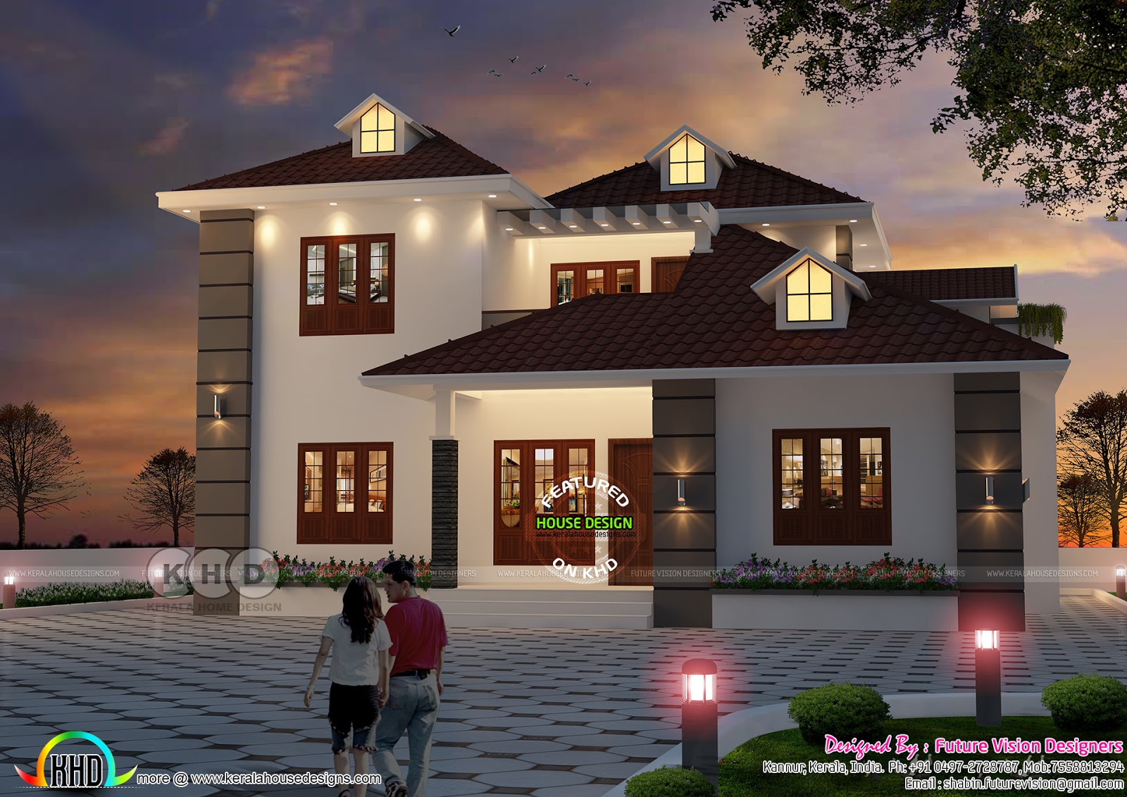 2185 sqft two storied gabled roof home at Kannur Kerala Home Design