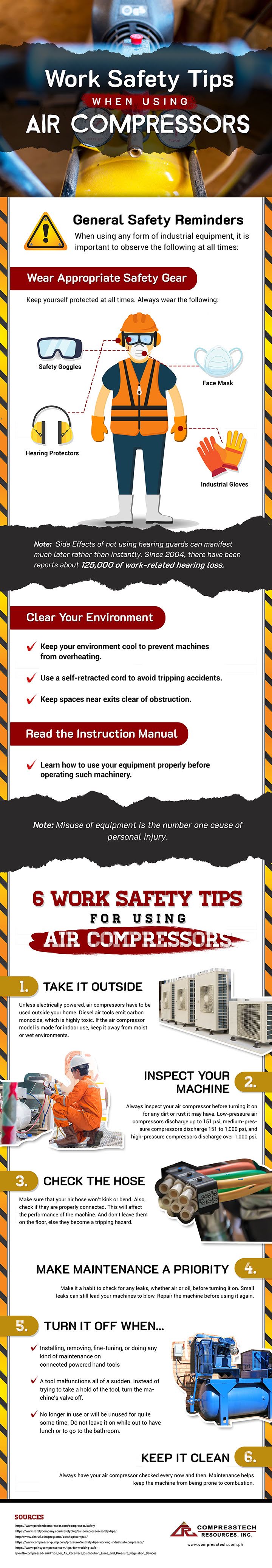 Work Safety Tips When Using Air Compressors #infographic