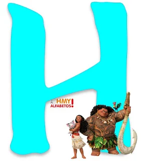 Alfabeto de Moana con Maui, Heihei y Pua.  Moana's Alphabet with Maui, Heihei and Pua. 