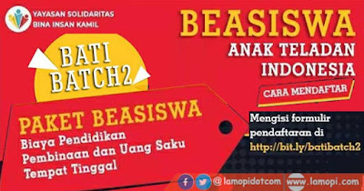 Pendaftaran Beasiswa Anak Teladan Indonesia  Pendaftaran Beasiswa Anak Teladan Indonesia (BATI) 2023 Untuk Pelajar Sekolah Menengah Pertama SMA