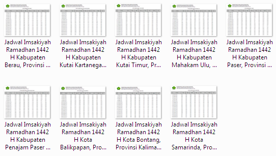 Kumpulan Jadwal Imsakiyah Ramadhan 1442 H Seluruh Kabupaten/Kota di Provinsi Kalimantan Timur