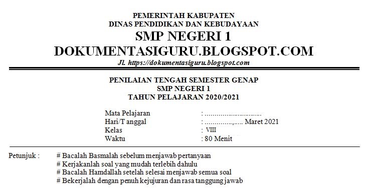 Soal PTS UTS 2 IPA Kelas 8 Kurikulum 2013 Revisi Tahun 2021 Semester ...