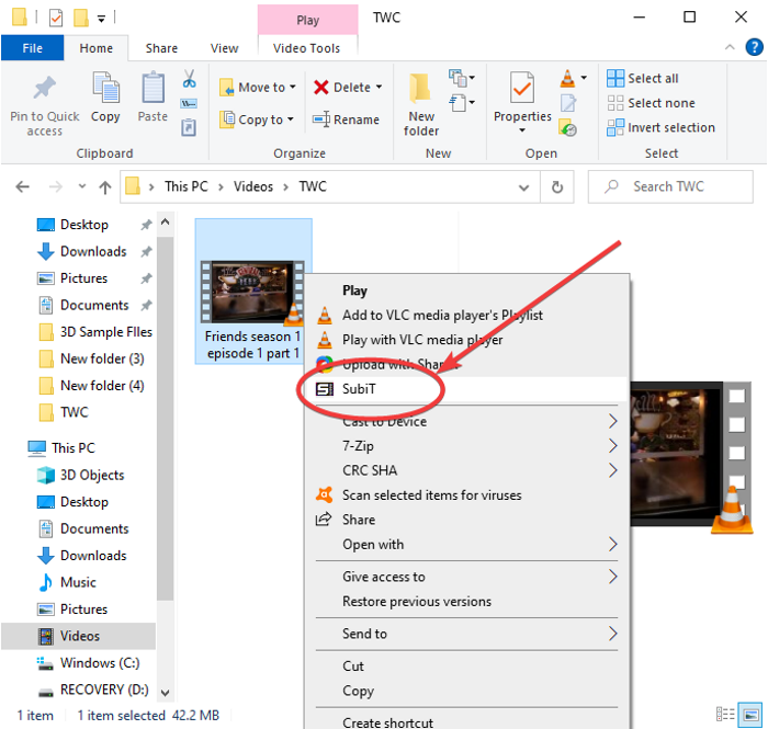 Windows 11/10에서 상황에 맞는 메뉴를 사용하여 영화 자막 다운로드