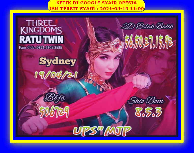 Syair Sidney Hari Ini Senin 26042021 Prediksi HK Malam
