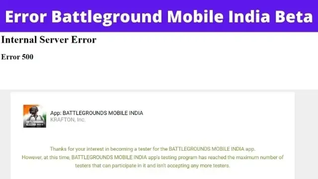 Error Battleground Mobile India Beta