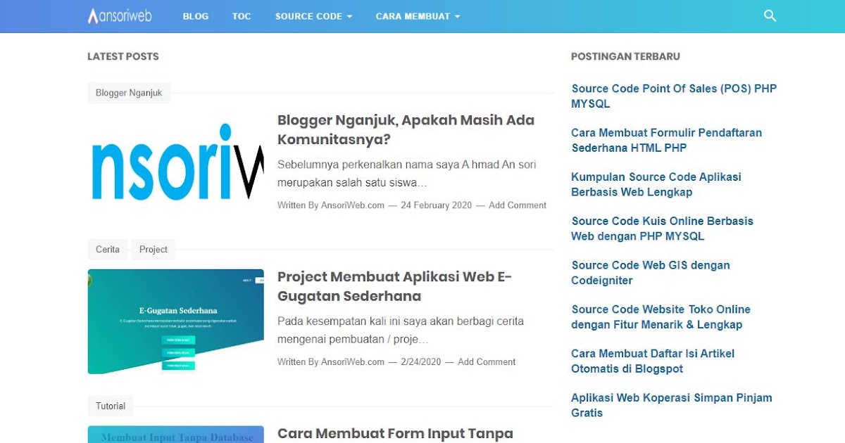 Contoh Website Dinamis Beserta Tampilannya Ansori Web