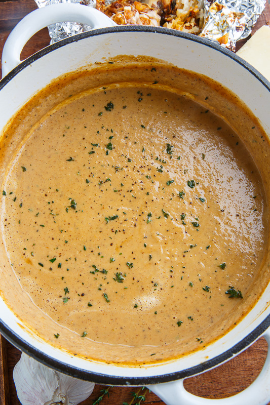 Asiago Roasted Garlic Cauliflower Soup