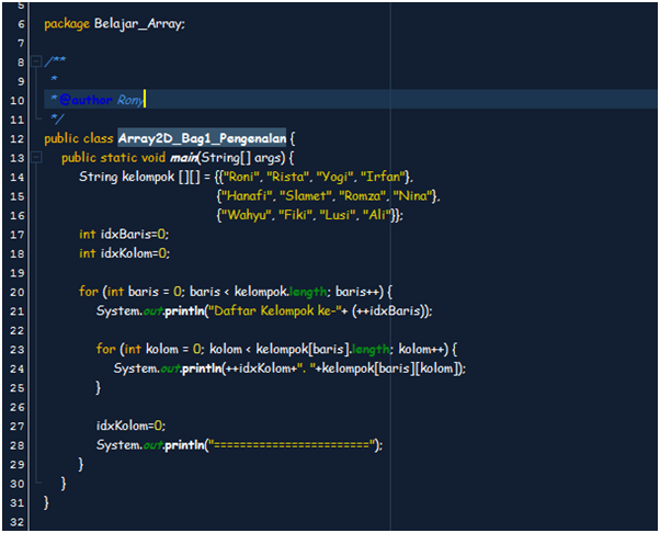 Let's Share....: Pengenalan Array 2 Dimensi di Java