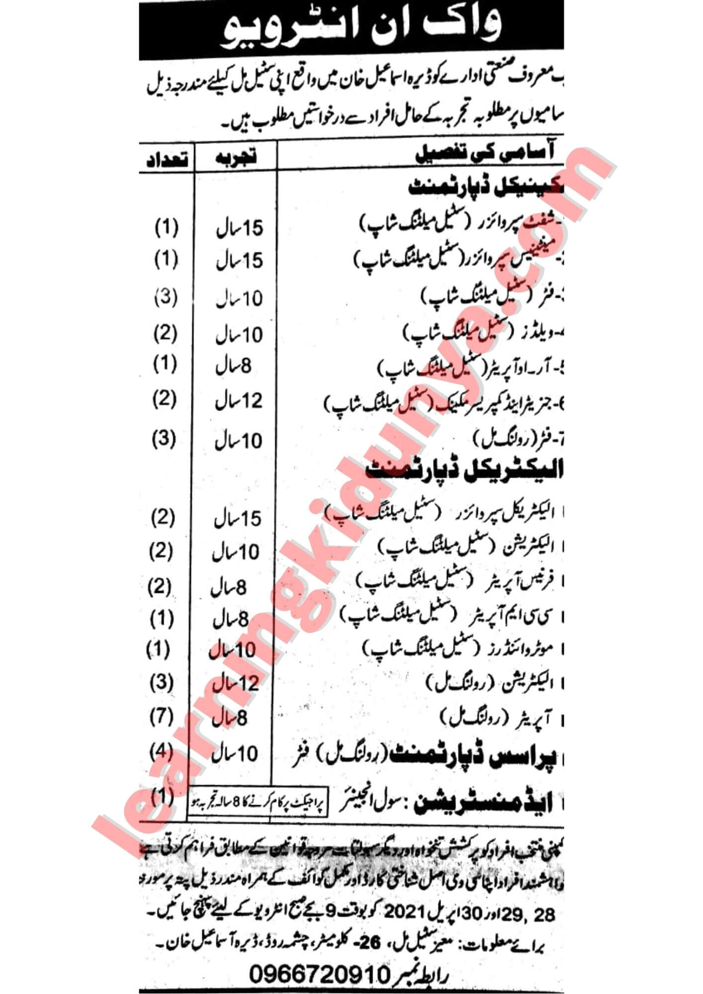 Steel Mill Jobs 2021 | top jobs 2021, new jobs 2021, government jobs 2021, learning ki dunya jobs