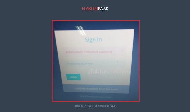 efaktur web based error Authentication Method Not Supported