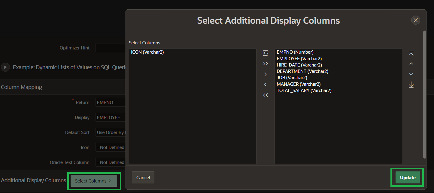 Displaying Multiple Columns in Oracle APEX Popup LOV