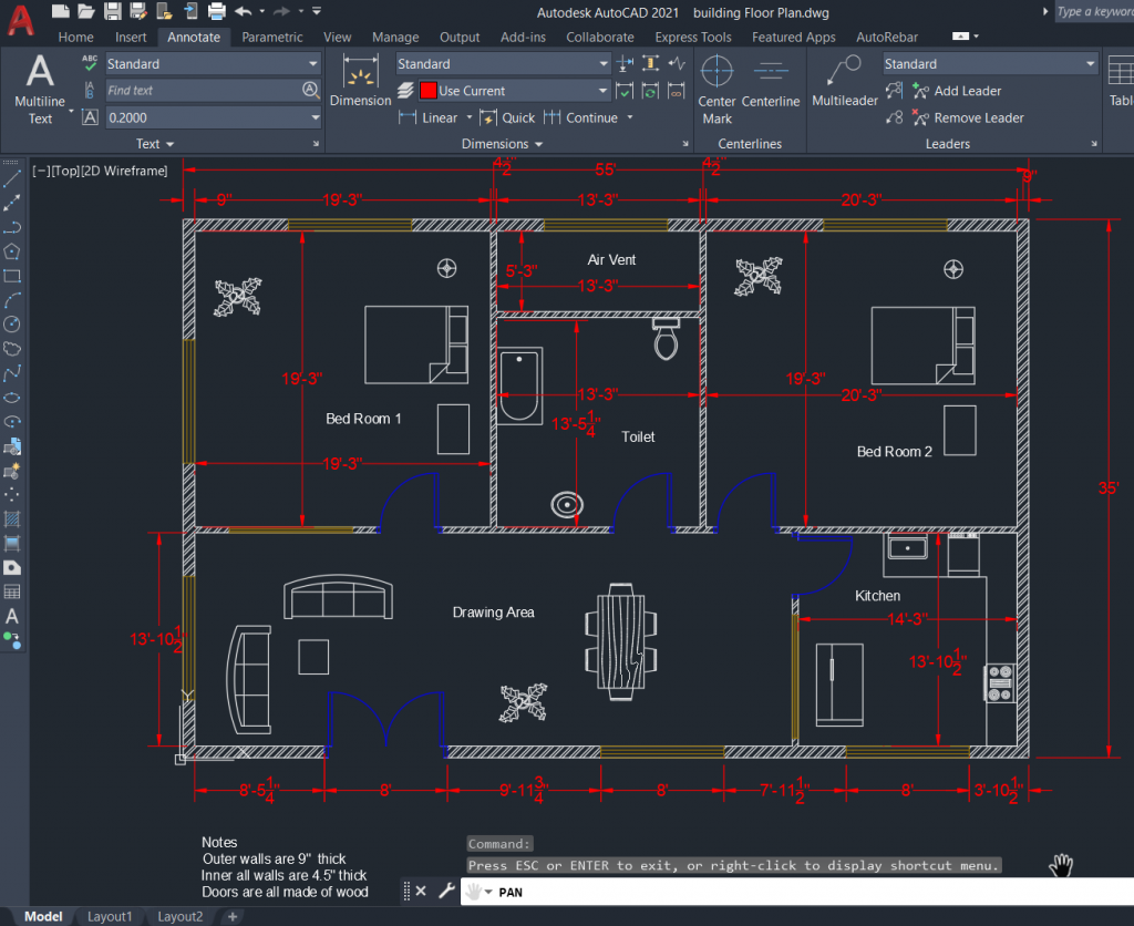 How to make House Floor Plan in AutoCAD - FantasticEng