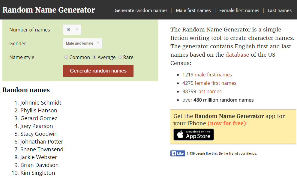 Random name generators.