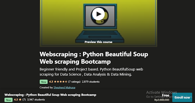 13. Free Webscraping : Python Beautiful Soup Web scraping Bootcamp