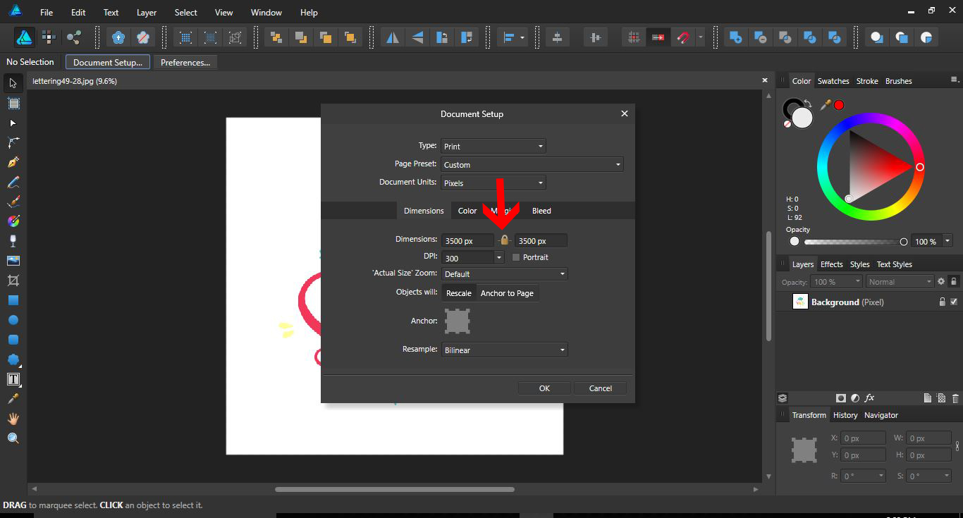 Resize canvas in Affinity designer Design Bundles
