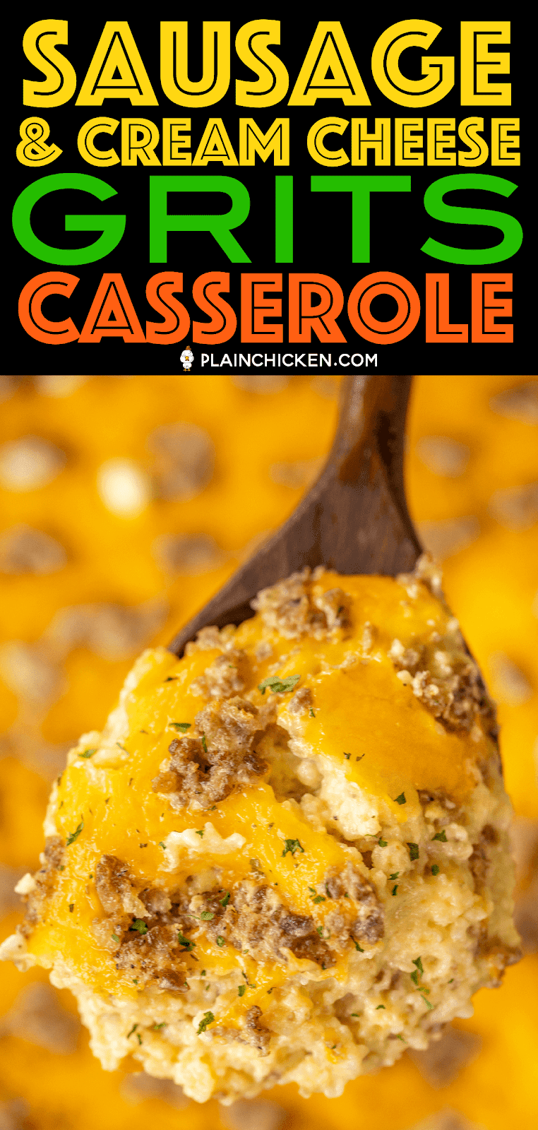 Sausage & Cream Cheese Grits Casserole Plain Chicken®