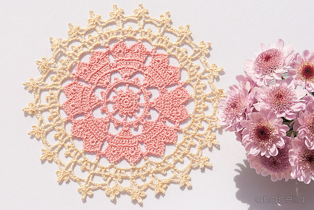 Crown of hearts crochet doily by Anabelia Craft Design