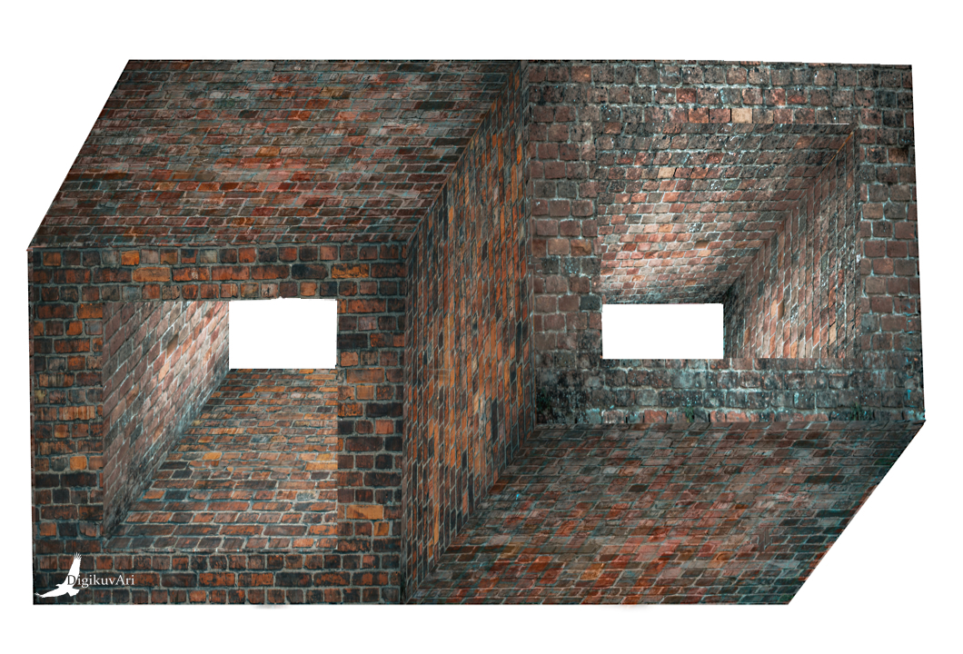 Optical illusion brick wall, me, digital, 2021 r/Art
