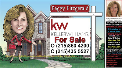 KW House Sign Caricature Business Card Ad