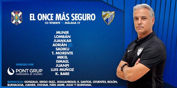 Tenerife - Málaga, alineaciones oficiales