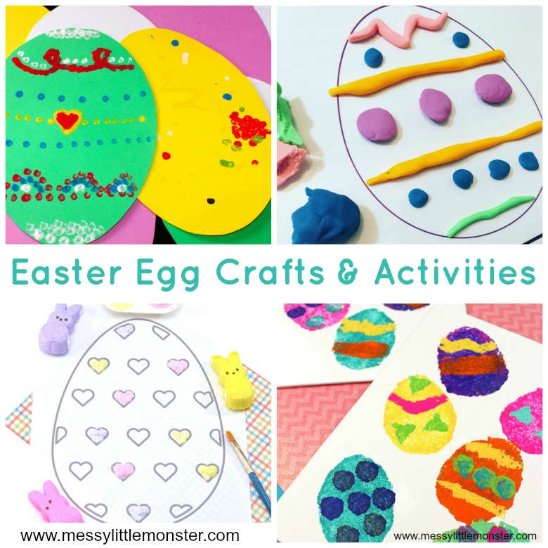 Easter crafts and activities for kids. Fun ideas for toddlers, preschoolers and older children. Easter egg, Easter bunny, Easter chick and free printable sheets included.