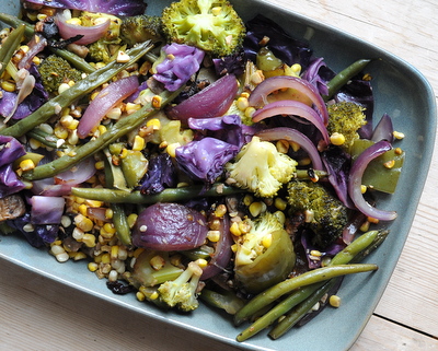 Grilled Vegetables in Foil ♥ KitchenParade.com, mixed veggies in an Asian-style soy-ginger sauce. Vegan. Gluten Free. Weight Watchers Friendly.