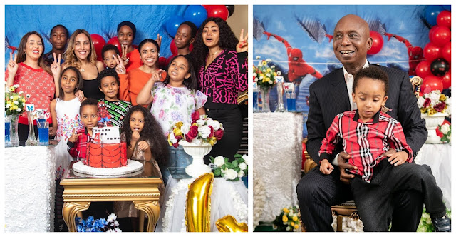 Lovely moment as Billionaire businessman, Ned Nwoko, and wife Laila, threw a birthday party for their son (Photos)