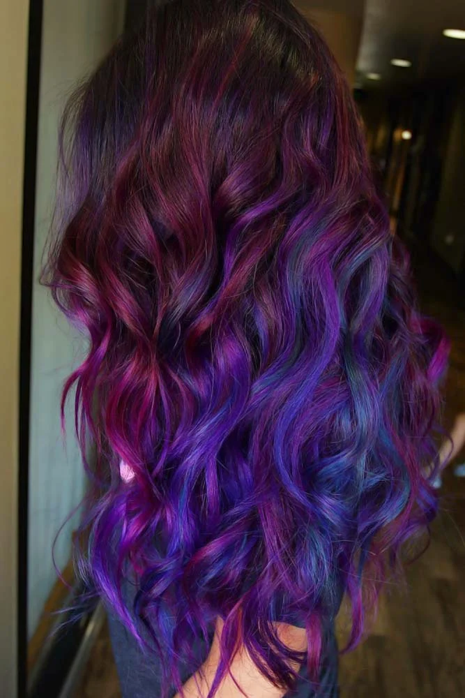 dark purple hair-pink shades ombre
