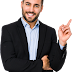 Smiling Successful Businessman Pointing Transparent Image