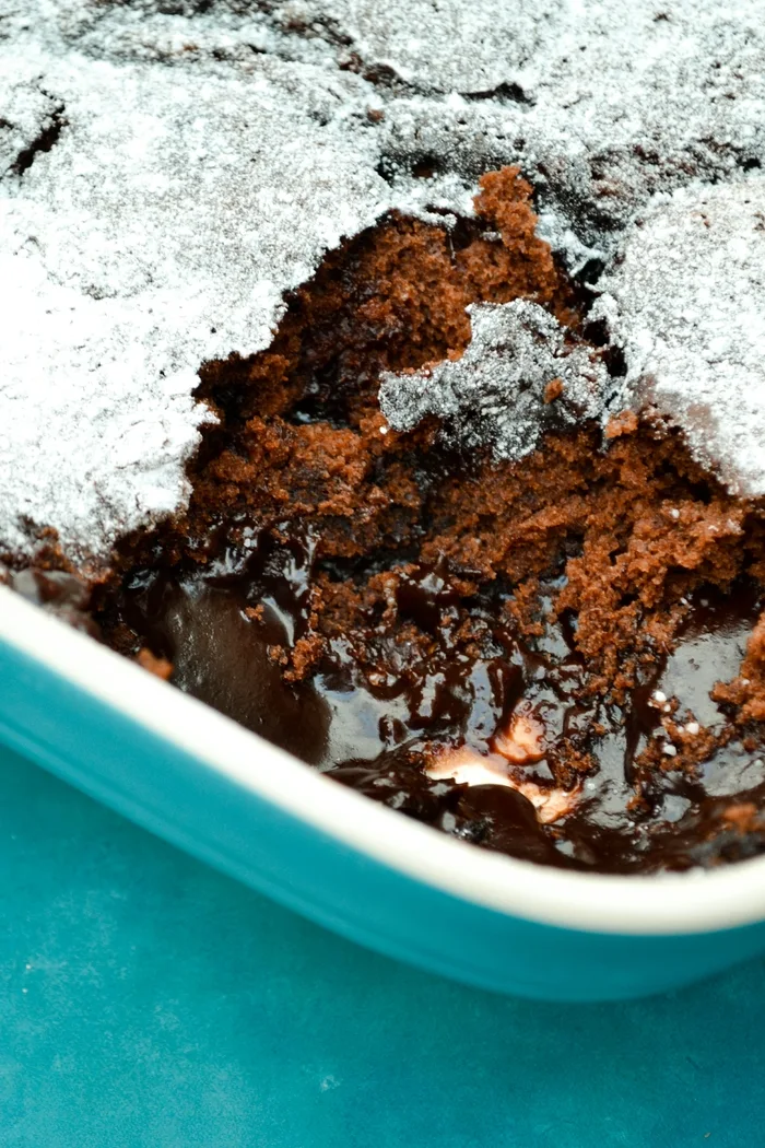 Dark Chocolate Magic Pudding (a self-saucing vegan dessert recipe)