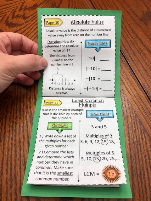 7th Grade Math Number Sense Booklet