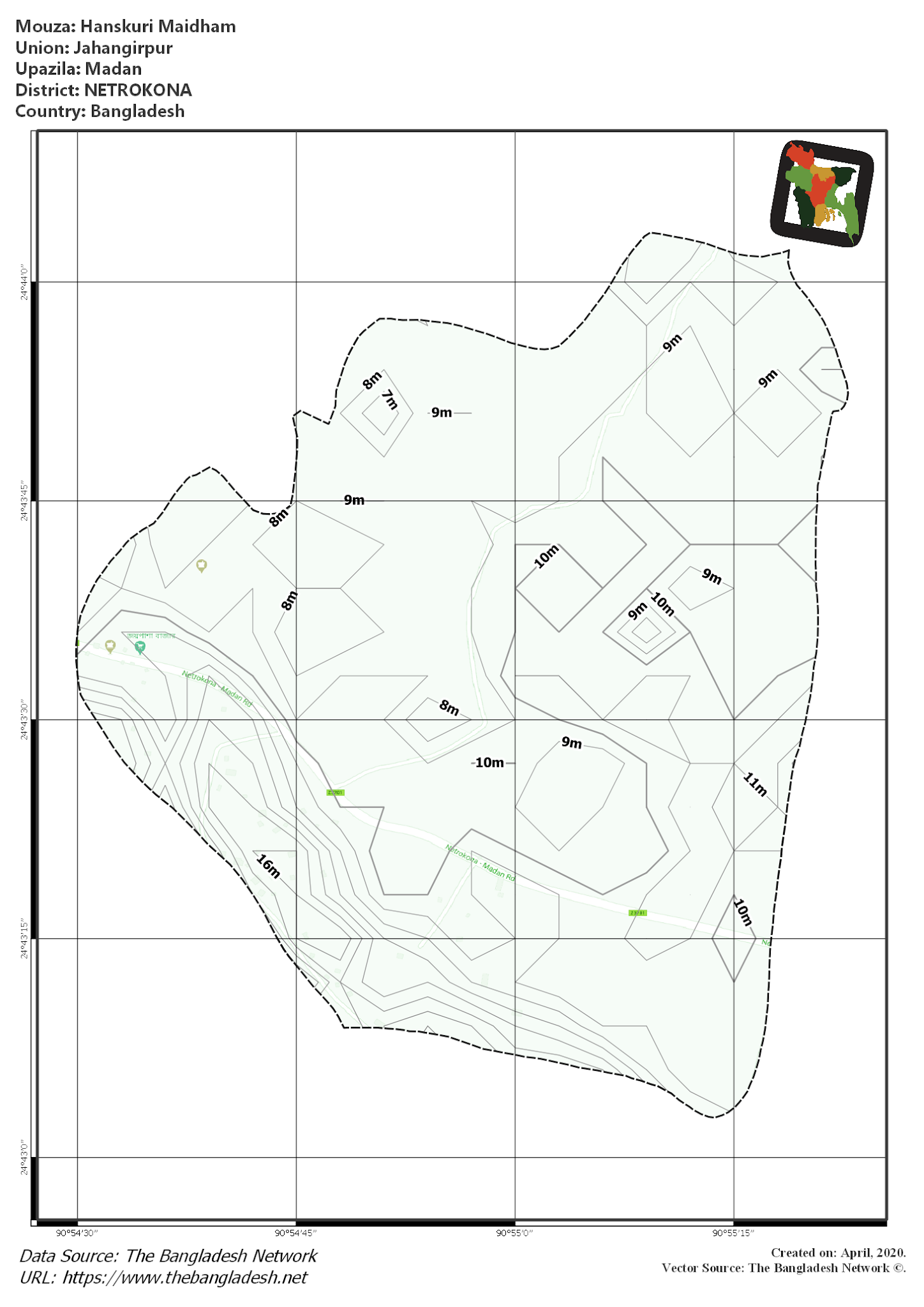 Map of Hanskuri Maidham Mouza of Madan Upazila, NETROKONA Map of Hanskuri Maidham Mouza of Madan Upazila, NETROKONA, Bangladesh.
