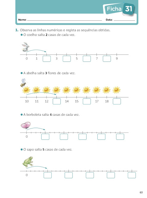 fichas de trabalho 1 ano matematica