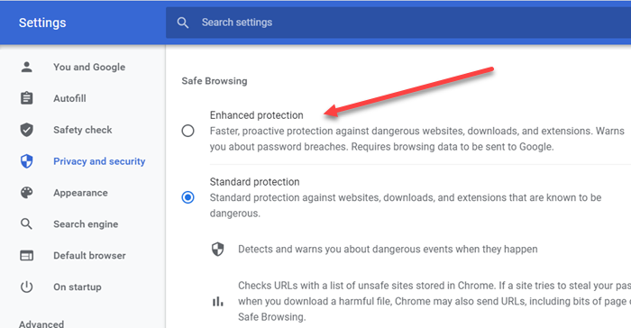Cómo activar la navegación segura mejorada en Google Chrome
