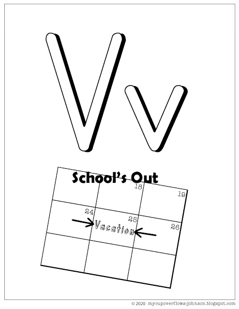 V is for vacation coloring page