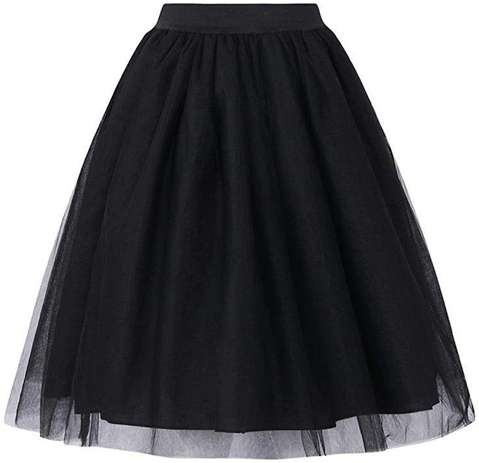 Black net Knee Length Skirt 1155 [ BRAND Massaya ]