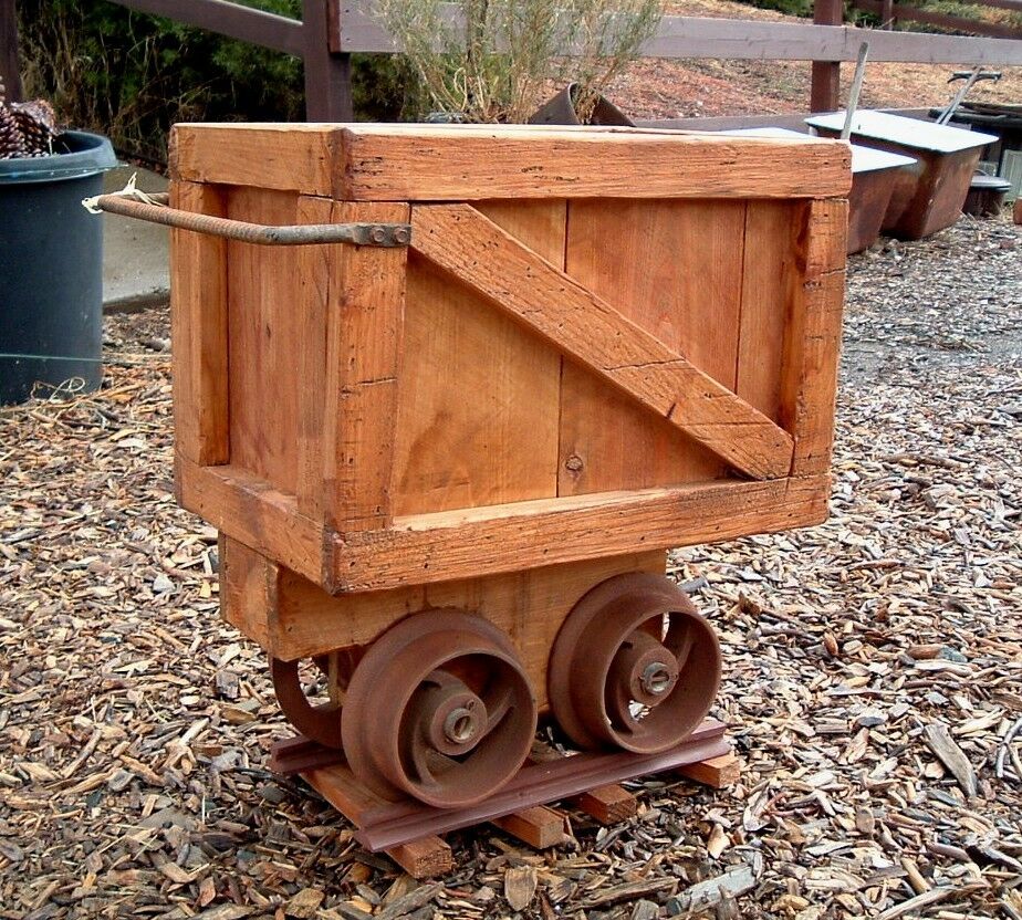 reproduction of an old mining ore cart wheel