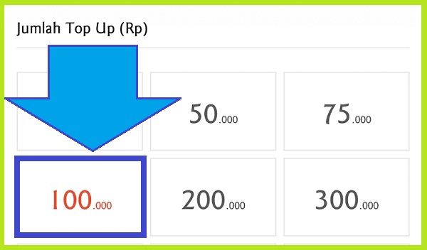 Memilih Jumlah Nominal Top Up Memilih Jumlah Nominal Top Up