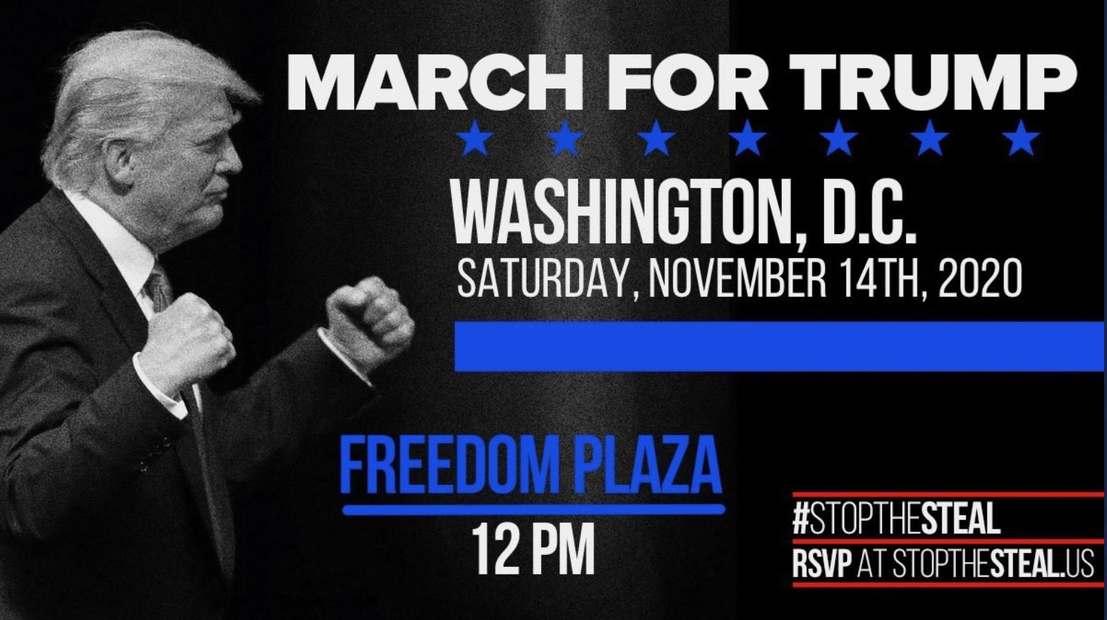 Na segunda-feira, anunciamos uma MARCHA PRINCIPAL PARA TRUMP, planejada para sábado, 14 de novembro - ao meio-dia Eastern em Freedom Plaza. Na segunda-feira, anunciamos uma MARCHA PRINCIPAL PARA TRUMP, planejada para sábado, 14 de novembro - ao meio-dia Eastern em Freedom Plaza.