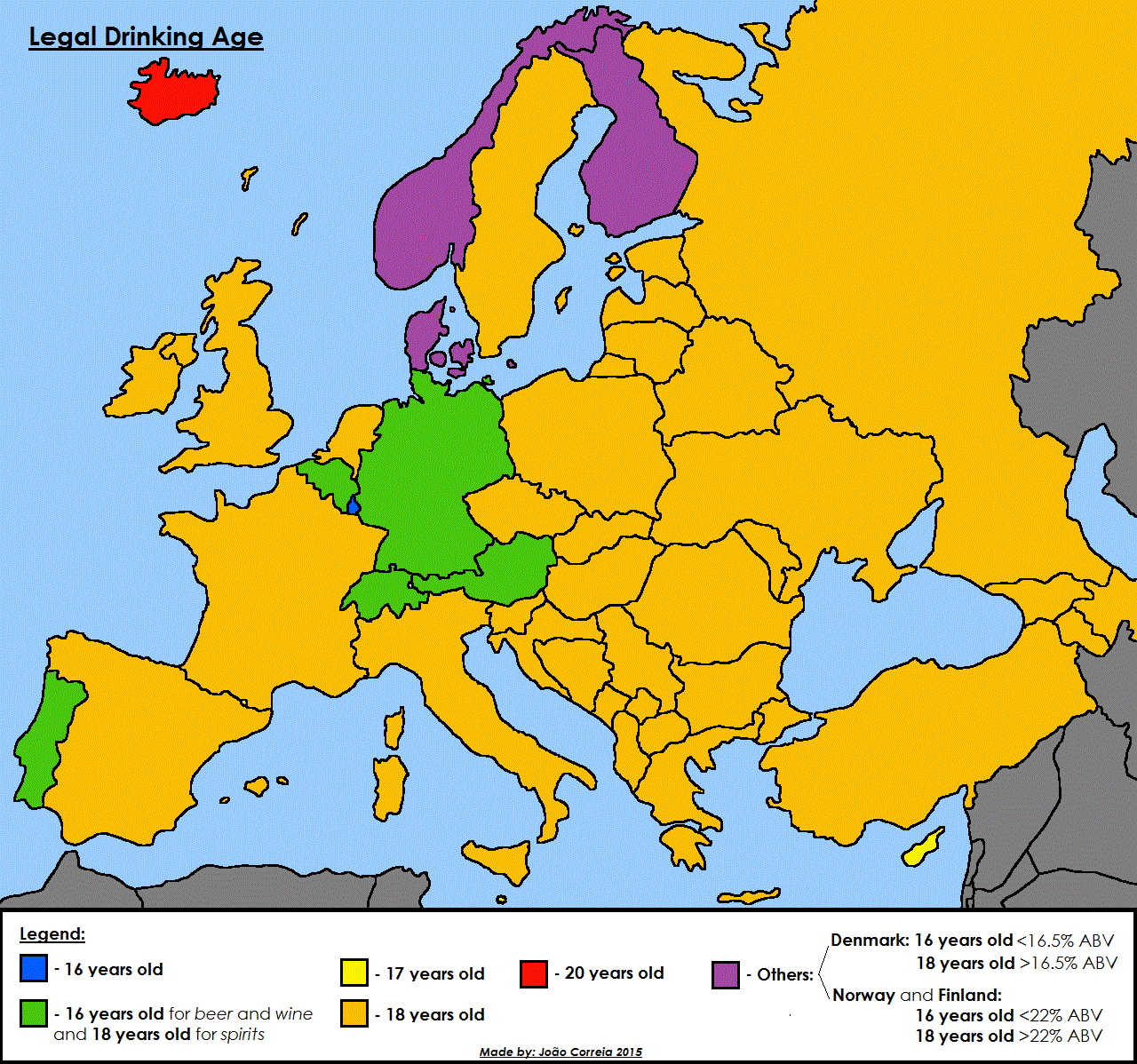 Европа 2015 год. Страны Европы. Legal drinking age. European ir. Legal drinking age Sweden.