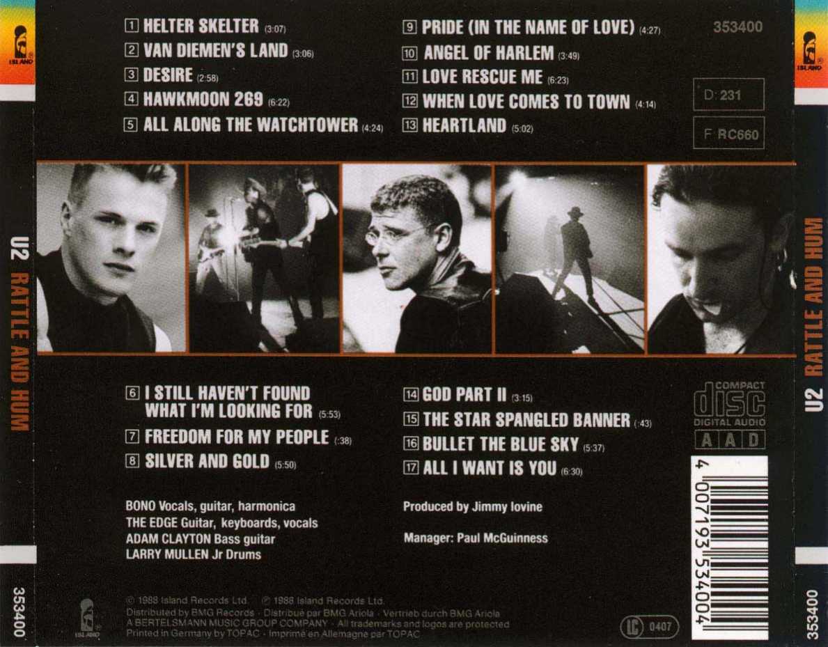 Classic Rock Covers Database U2 Rattle and Hum (1988)