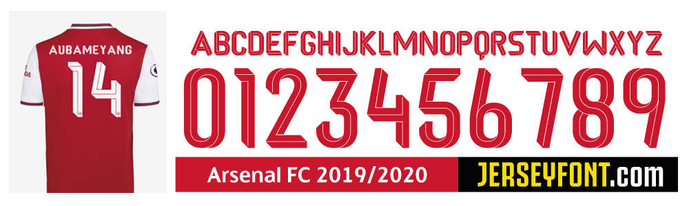 arsenal jersey font 2018