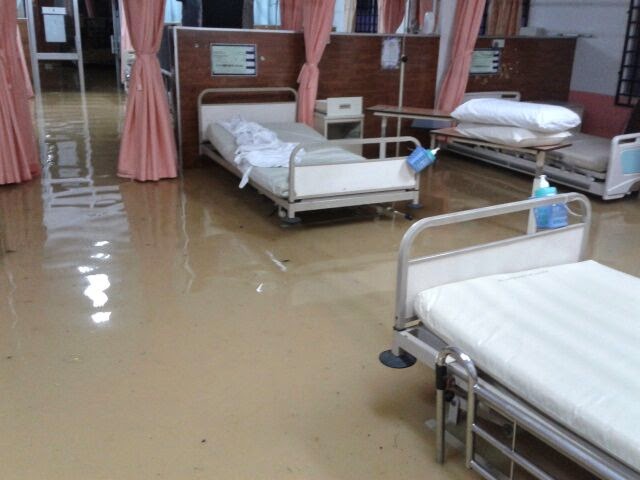 banjir 2014, kelantan, hospital, kuala krai