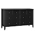 VASAGLE 6-Drawer Dresser, Chest of Drawers with Solid Wood Frame, Storage Unit for The Bedroom, Living Room, with Antique-Style Handles, Easy Installation Black URCD02BK