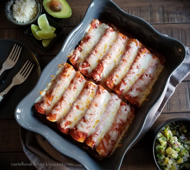 Castellon's Kitchen Al Pastor Enchiladas with Pineapple Avocado Salsa