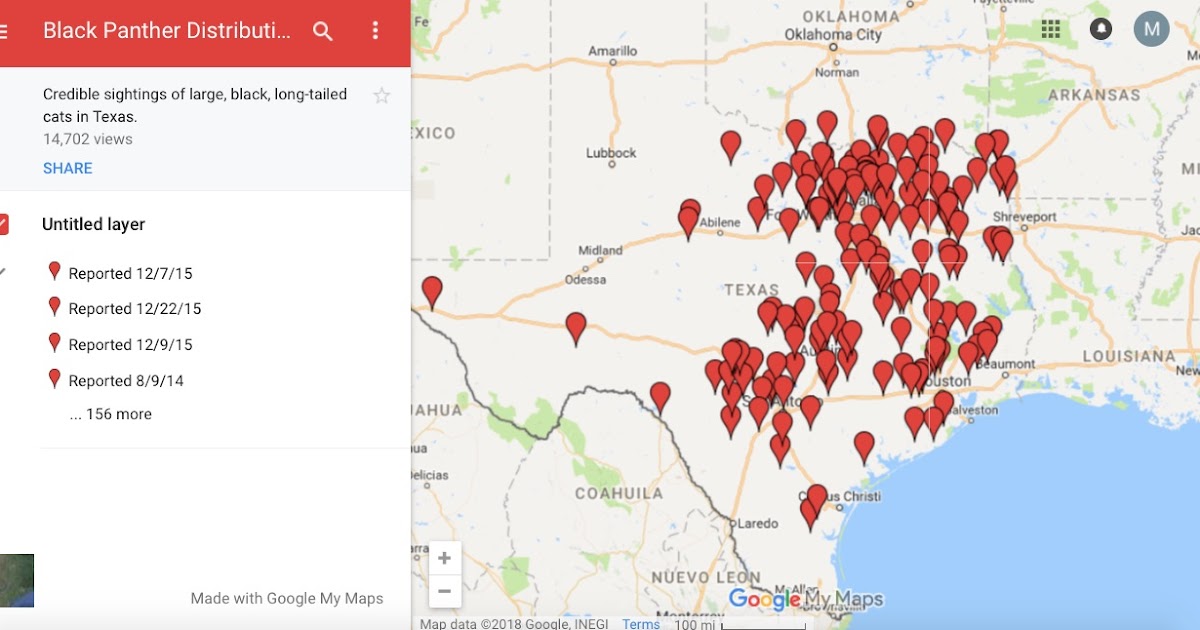 Texas Cryptid Hunter Black Panther Sightings Distribution Map Updated